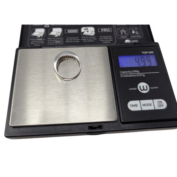 EA Sterling Silver (.925) Princess Cut CZ Channel Band Ring – 4.99g - Picture 5 of 6